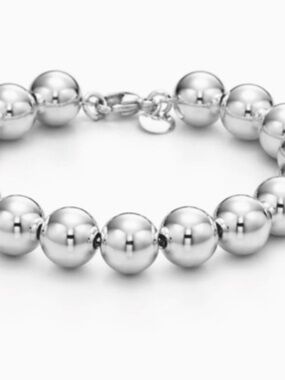 Authentic Tiffany & Co. Polished Silver Bead Bracelet AG 925 Sterling Silver